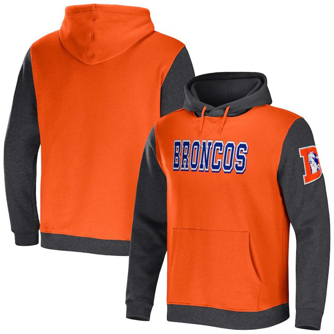 Denver Broncos x Darius Rucker Collection Orange/Charcoal Colorblock Pullover Hoodie